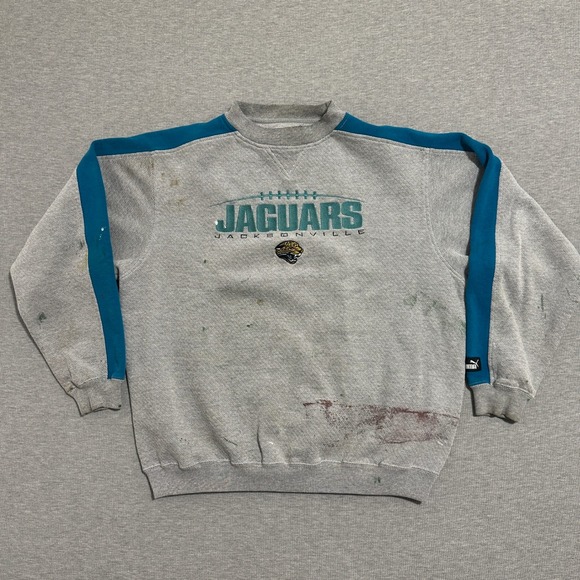 Puma Other - Thrashed Puma Jacksonville Jaguars NFL Crewneck Sweatshirt Teal Gray Mens Large